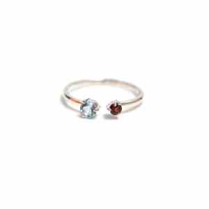 <b>Garnet</b> Aquamarine 925 Sterling <b>Silver</b> High Polish Finish Handmade Gemstone Wedding <b>Ring</b> for Her Birthstone Jewelry - Product Image 5