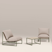 Conjunto de Sofás de Jardín Modernos y Minimalistas con Mesa de Centro y Cojines Beige, Estructura de Acero, Diseño Duradero