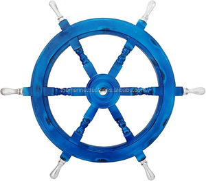 24 \ "fatti a mano blu colore nautico ruota della nave arte fantasia decorazione decorativa della parete per casa ufficio dipinto regalo nautico - Product Image 1