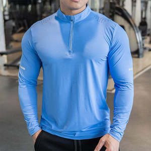 Chemises de sport à manches longues légères pour hommes, à séchage rapide, décontractées, respirantes, avec trou pour le pouce - Product Image 1