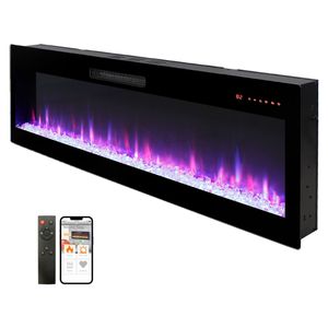 Cheminée électrique intelligente de 60 pouces avec Wi-Fi, chauffage intégré, cheminées électriques murales encastrées - Product Image 1