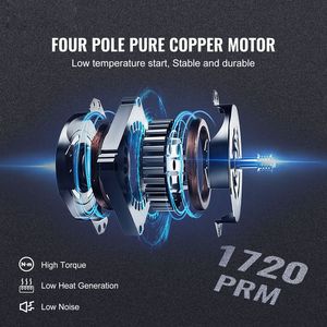 Pompa per vuoto rotativa a palette a 2 stadi da 1/2 HP, 7 CFM, 120V, per climatizzazione, con connettori maschio SAE da 1/4'', maschio SAE da 3/8'', parte per sistemi HVAC da 1/2'' - Product Image 2