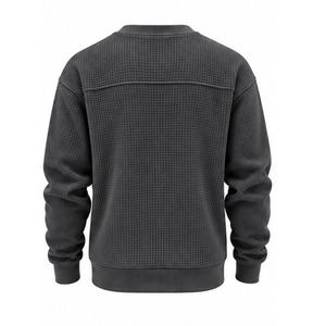 Sweat-shirt unisexe à manches longues en tricot gaufré, fournisseur de vêtements personnalisés - Product Image 2