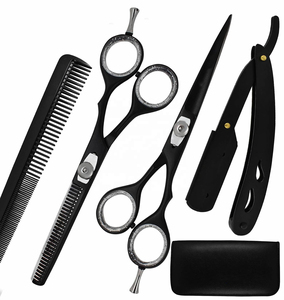 Black Stainless Steel Barber Scissors Set with Ceramic <b>Handle</b> Sharp Blade Tip for Salon Hair Cutting-Durable & Reusable - Product Image 6