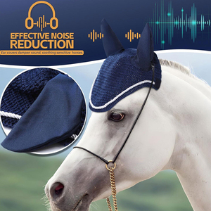 Couvre-oreilles équestres personnalisables pour chevaux, voiles anti-mouches à bord festonné avec cordon et garniture scintillante, bonnets pour chevaux - Product Image 5