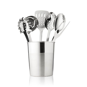 Porte-couverts en acier métallique finition argentée, design exclusif, pour rangement sur comptoir - Product Image 6