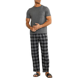 Pijama de Hombre para la Noche, Ropa de Dormir de Algodón Suave, Conjunto para Estar en Casa, Ajuste Cómodo y Relajado, Ropa de Dormir Transpirable para Verano e Invierno - Product Image 1