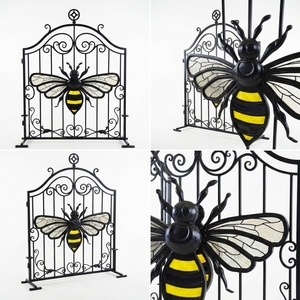 Portail de jardin en fer forgé KHP, design en forme d'abeille, résistant à la rouille, portail extérieur, mécanisme d'ouverture manuel, surface finie. - Product Image 2