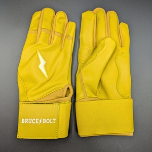 ถุงมือตีเบสบอลหนังสีเหลือง Bruce Bolt แบบสวมได้ทั้งสองมือ ปิดด้วยแถบตีนตุ๊กแก ทนทาน เหมาะสำหรับการฝึกซ้อม สำหรับผู้ใหญ่ทุกเพศ - Product Image 6