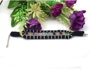 Pulsera de Macramé Negra Clásica con Baño de Rodio y Circonitas Americanas, Hecha a Mano por Sameer Art Craft |   Certificado por IGI, 60g de Lujo - Product Image 1