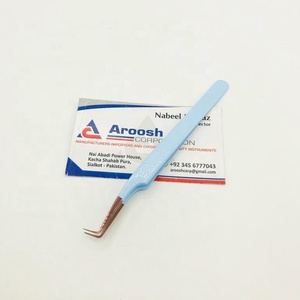 Pinzas de extensión de pestañas de acero inoxidable de alta calidad, Punta puntiaguda de oro rosa de 90 grados, azul cielo, Aroosh Corp, personalizado, 2017 - Product Image 5