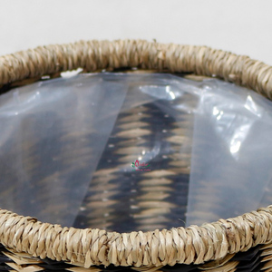Panier de rangement en jonc de mer noir et naturel tressé avec doublure intérieure amovible, poubelle multifonctionnelle, décoration intérieure - Product Image 3