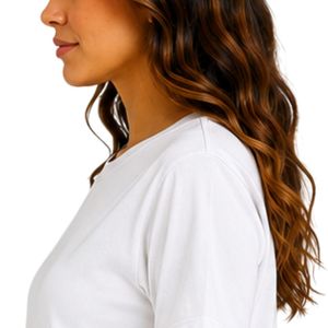 Camiseta Blanca Texturizada con Relieve para Mujer, Cuello Redondo Minimalista, Manga Corta, Estilo Casual, Suave para Uso Diario, OEM ODM Personalizable - Product Image 4