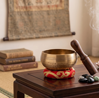 Professional Grade Tibetan Style Brass Healing Bowl Pure Sound Resonating Musical Instrument for Mindfulness and Stress Relief