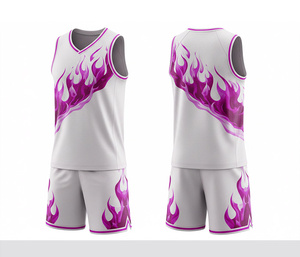 Ensemble de basket-ball professionnel, design sublimé, maillot et short en polyester respirant et à séchage rapide, vêtements de sport d'équipe pour hommes, femmes et jeunes - Product Image 4