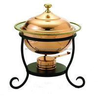 Plats de service ronds en laiton de 6 L pour buffet, de luxe, avec support en fer, pour hôtels et restaurants - Vente en gros