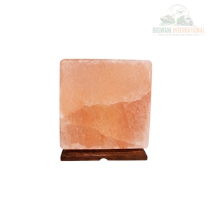 Lampe de chevet en sel rose de l'Himalaya sculpté à la main, qualité export, avec base en bois pour chambre et bureau - Product Image 1