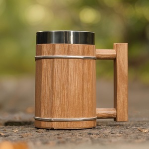 Eco-Friendly Polished Wooden Viking <b>Mug</b> with Hand Carved Engraving and Animal Design-Valentine's Day & Halloween Gift - Product Image 1