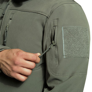 Veste en polaire vert olive pour homme, col montant, fermeture éclair, style vêtement de travail, coupe-vent, coque en polyester, pour l'automne - Product Image 4