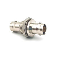 Adaptateur RF BNC Femelle vers BNC Femelle à montage sur panneau, 50 Ohms, en laiton massif de précision, avec écrou et joint