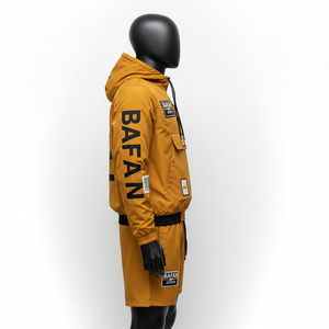 Ensemble short et coupe-vent pour homme, tissu polyester premium, style panneau moutarde, logo personnalisé, coupe-vent homme, ensemble short, grandes tailles - Product Image 3