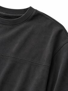 Oversized Men's Solid Color Cotton <b>T</b>-<b>Shirt</b> Short Sleeve O-Neck Casual Knitted Design Long Eco-Friendly Breathable Canvas - Product Image 5