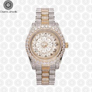 Montre de luxe pour homme Charm_Jewells en acier inoxydable, boîtier de 40 mm, accent diamant, verre saphir, mouvement mécanique analogique, 10 bars - Product Image 1