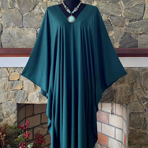Robe kaftan ample en rayonne teinte à la main, grande taille, vêtements de détente pour femmes - Product Image 1