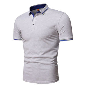 Polo pour homme de couleur unie avec col contrastant, manches courtes, respirant, décontracté, pour le golf et le tennis en été - Product Image 2