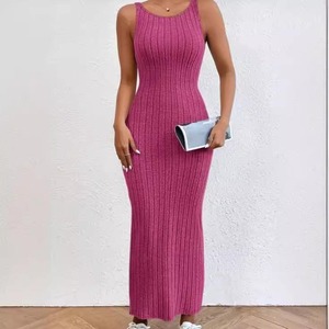 New Fashion American Style Spring Summer New Sleeveless Strap Long Dress Sexy Wrapped <b>Hip</b> Waist Knitted Dress - Product Image 2