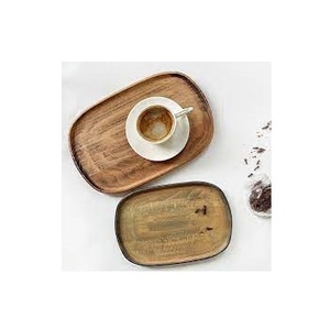 Plateau en bois de style japonais de forme rectangulaire, plateau de rangement pour aliments, plateau à collations, meilleur prix, plateau en bois d'acacia très vendu pour le petit-déjeuner - Product Image 4