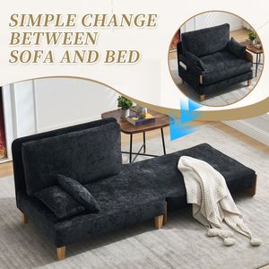 3-in-1 Convertible Mid for Century Modern Decor <b>Foldable</b> <b>Sofa</b> <b>Bed</b> Recliner for Small Spaces with Three Pillows - Product Image 3