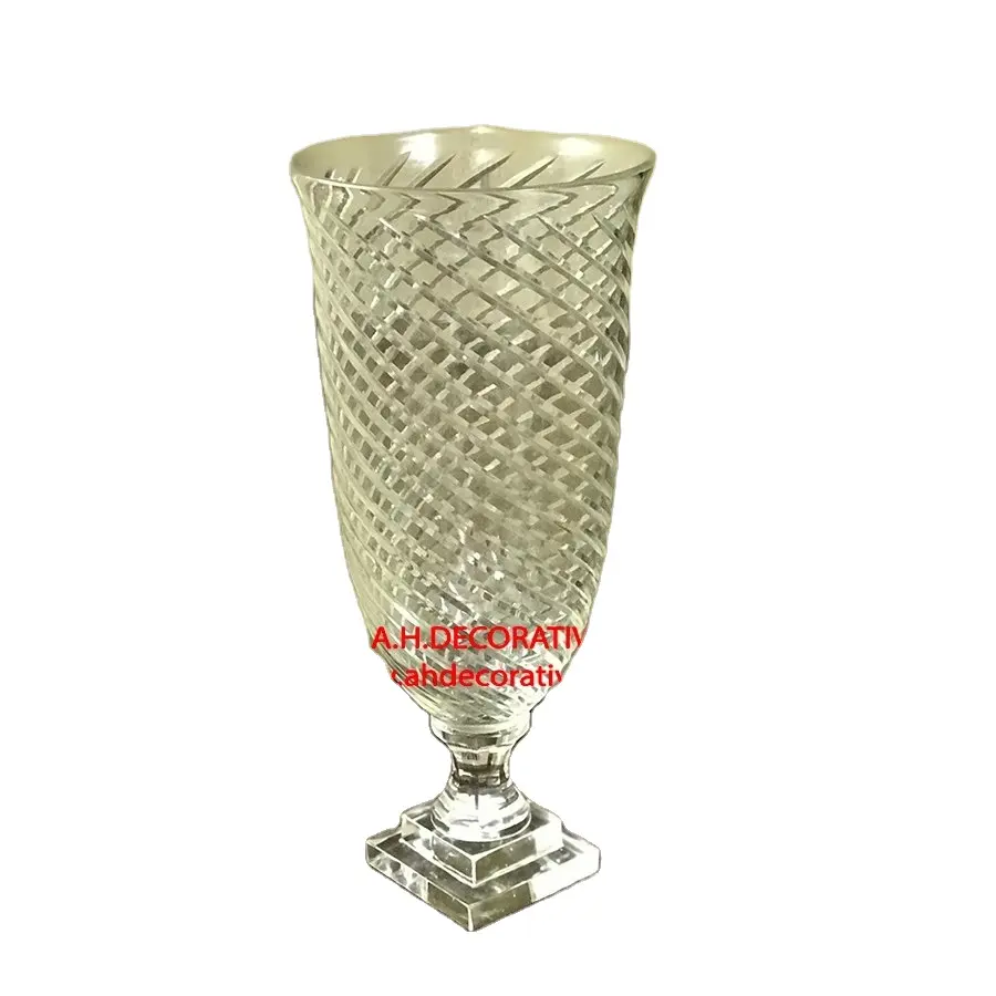 Vaso de vidro com base quadrada, vaso decorativo transparente para vinho e vidro
