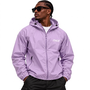 PACE SPORTS Men's Green Hooded Windproof Jacket <b>Zip</b> Front Sporty Style Spring Wear - Product Image 1