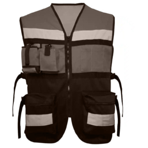 Chaleco de Seguridad Reflectante de Alta Visibilidad con Bolsillos y Cierre de Cremallera, Ropa de Trabajo de Poliéster Gris Unisex - Product Image 2