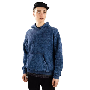 Latest Streetwear Style Men's Breathable Acid Washed Hoodies Distressed Bottom Print Pattern OEM Classic Sun Fade Fleece ODM - Product Image 1
