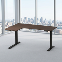 Bureau d'ordinateur en forme de L Lumetal S7119 à hauteur réglable avec surface en bois PB et structure métallique, poste de travail de bureau