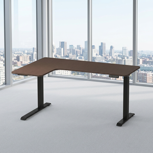Bureau d'ordinateur en forme de L Lumetal S7119 à hauteur réglable avec surface en bois PB et structure métallique, poste de travail de bureau - Product Image 2