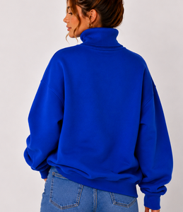 Sudadera Oversize de Cuello Alto para Mujer con Logo Personalizado Estampado Frontal 100% Algodón Felpa Manga Larga Otoño Invierno Tipo Pullover ODM Lavado - Product Image 6