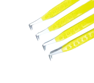 Pince à épiler antistatique en acier inoxydable et titane jaune de précision, lot de 4, pointe lisse pour le soin des sourcils et des cils - Product Image 2