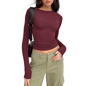 <b>Women's</b> Casual Full Sleeve Sporty <b>Mesh</b> Fabric T-shirts Spring Autumn Solid Color Regular Fit Button Diamonds Customizable Street - Product Image 1