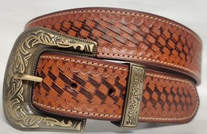 Ceintures en cuir sculptées à la main avec perles et boucle en cuivre, style décontracté, toutes tailles - Product Image 4