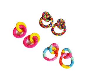 Boucles d'oreilles pendantes Jstar multicolores faites à la main pour femmes, perles de verre écologiques, couleurs personnalisables, style tendance, mariages HF - Product Image 1