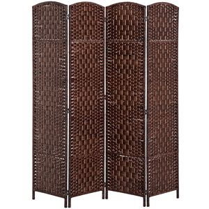 Divisorio per Stanza in Vimini Marrone a 4 Pannelli, Alto 1,8 m, Autoportante e Pieghevole, Schermo per la Privacy per Sala da Pranzo, Stile Funzionale e Robusto - Product Image 1