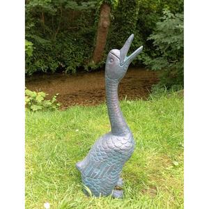 Green Antique Duck Sculpture For Garden Ground Mount Decorative Duck <b>Ornament</b> Metal Crafts For Farmhouse Supplies - Product Image 1