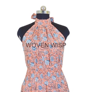 ผู้ผลิตเสื้อผ้าที่กําหนดเองฤดูร้อนแขนกุดหรูหราสบายๆผ้าฝ้ายผู้หญิงMidiชุดผ้าฝ้ายดอกไม้ชุดผู้หญิงCloothigชุด - Product Image 6