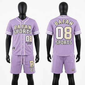 Premium breathable polyester mesh baseball jersey and shorts set black <b>heat</b> transfer logo custom sportswear logo for men's set - Product Image 4