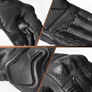 Gants de moto vintage en cuir unisexes, pour motocross, écran tactile, sport de plein air, doigts entiers, respirants, protection UV - Product Image 3
