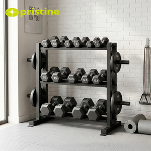 Moderno Soporte para Mancuernas de Hierro Fundido y Metal, Duradero y Estable, de 3 Niveles, Unisex, para Almacenamiento de Equipo de Gimnasio Comercial - Product Image 5