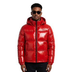 Blouson matelassé pour homme, style streetwear, avec capuche, motif graphique, coupe-vent, en nylon rembourré, manches côtelées, coloris crème et noir, modèle Heavy Deluxe - Product Image 3